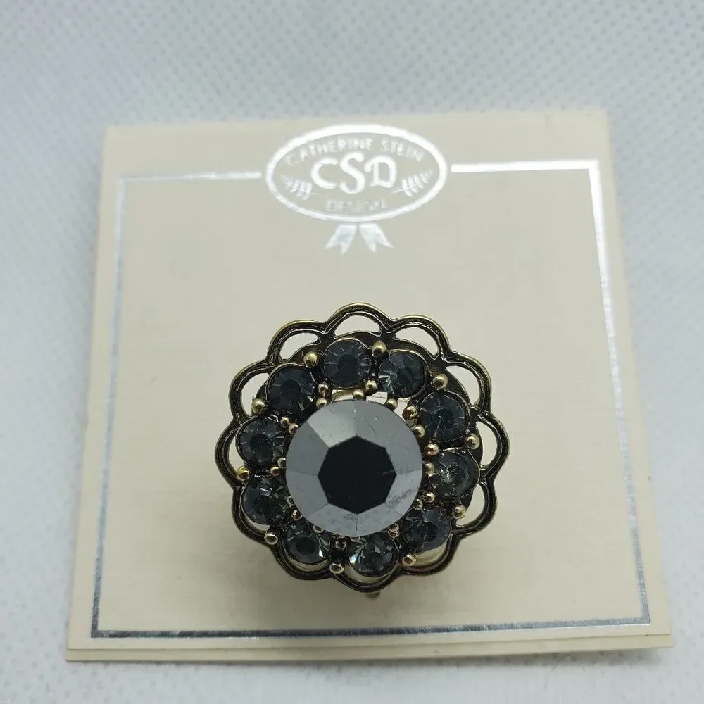 NWT Catherine Stein Design Gray & Gold Stretchy Ring